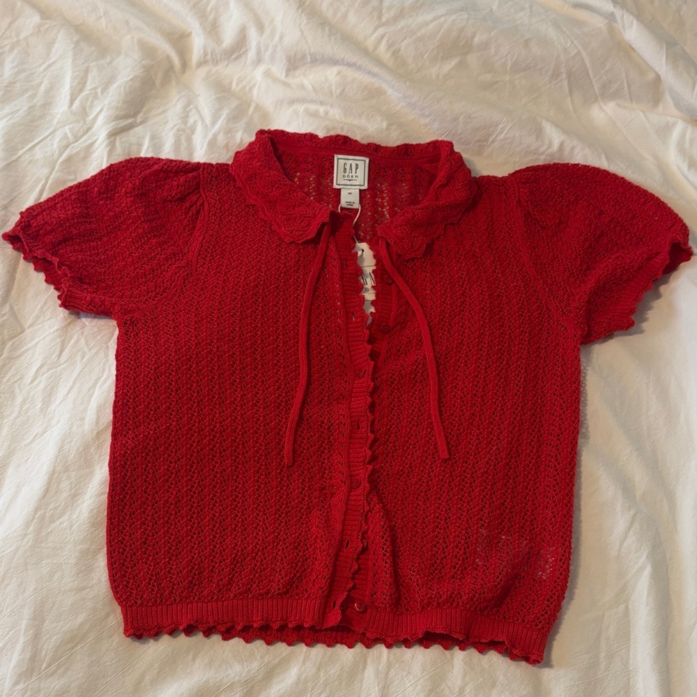 GAP x Doen red linen-blend cardigan